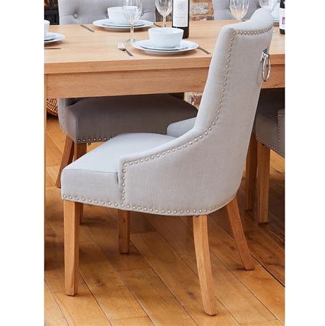 pair  grey accent narrow  upholstered oak dining chairs
