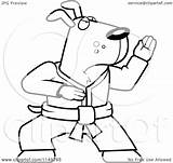 Karate Dog Cartoon Coloring Clipart Outlined Vector Cory Thoman Royalty sketch template