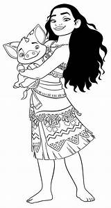 Moana Coloring Pages Princess Disney sketch template
