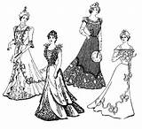 Victorian Fashion Coloring Girl Gibson Pages Dress 1900s Women Vintage Edwardian Evening Dresses Period 1900 Ladies Fashions 1899 Mode Gown sketch template