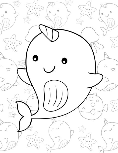 narwhal coloring sheet coloring pages