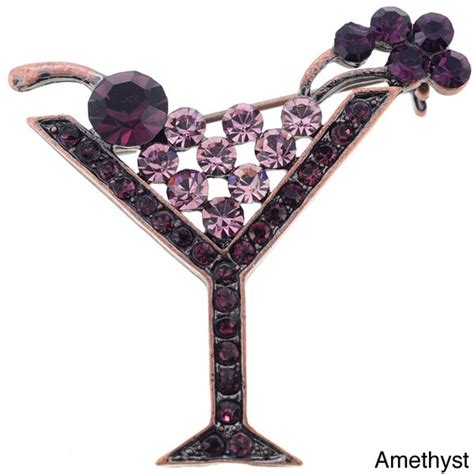 Vintage Style Crystal Martini Glass Pin Brooch 16099598
