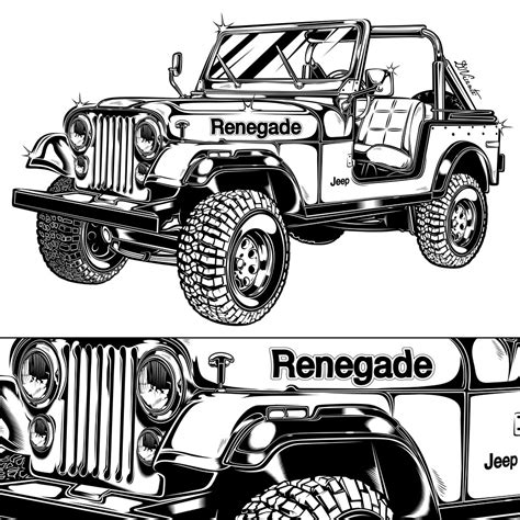 jeep renegade bw def illustration commission jeep renegate flickr