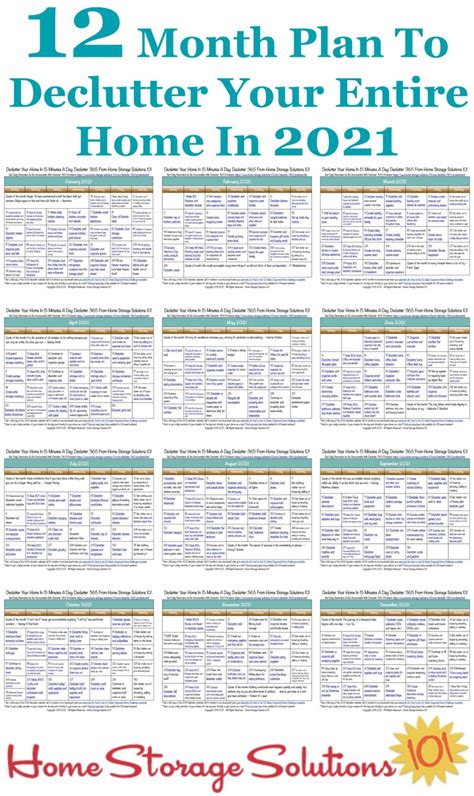 free 2021 printable declutter 365 calendar 15 minute daily missions