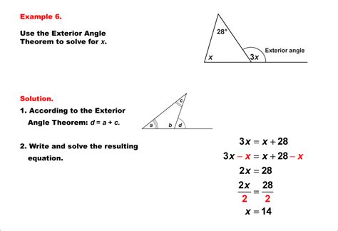 math  solving equations equations   exterior angle
