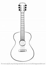 Guitar Drawing Draw Acoustic Outline Sketch Simple Easy Drawings Step Instruments Guitars Musical Tutorial Para Guitarra Learn Sketches Result Music sketch template