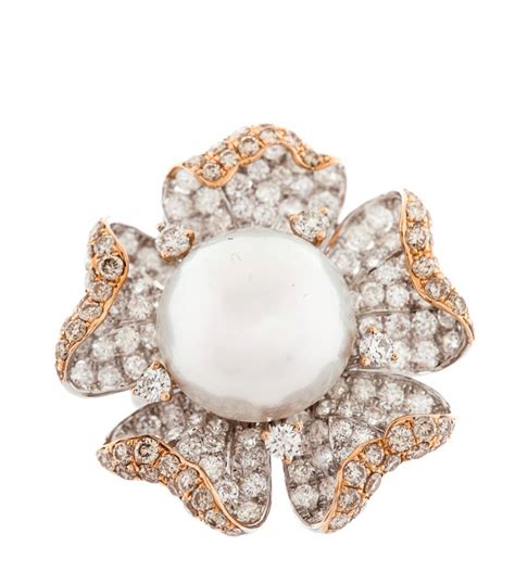 exquisite pearl diamond gold ring  sale  shipping  stdibs