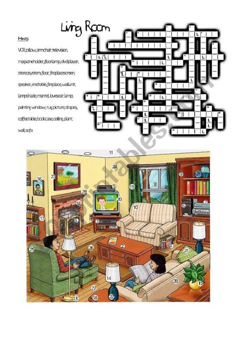 living room crossword esl worksheet  dareka