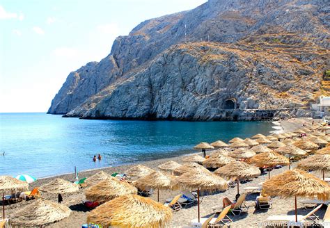 beaches  santorini island greece