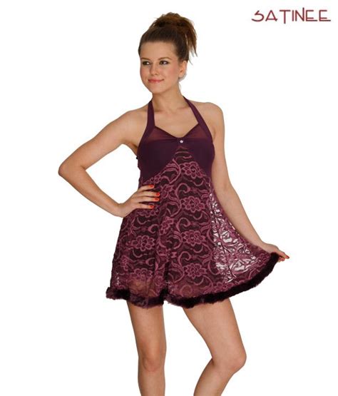 buy satinee purple net satin nighty and night gowns pack of 3 online at best prices in india