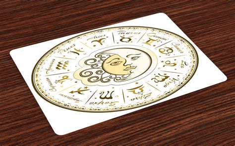 zodiac placemats set   circular zodiac chart apparent position