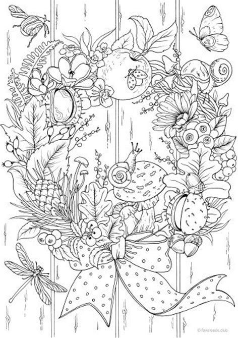 autumn wreath printable adult coloring page  favoreads etsy
