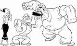 Popeye Coloring Pages Bluto Punching Drawing Printable E195 Sailor Prints Getdrawings Cartoons Book Color sketch template