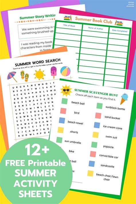 fun   printable summer activity sheets  kids