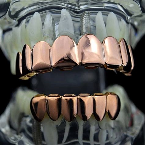 rose gold plated    teeth grillz set
