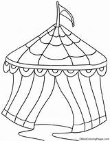 Zirkuszelt Zirkus Ausmalbild Ausdrucken Kleines Tent Ausmalen Clowns Luftballons Für sketch template