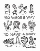 Coloring Pages Printable Aesthetic Wrong Cactus Succulents Book Body Way Drawing Bullet Print Christmas Journal Quotes Color Kids Adults Positive sketch template
