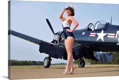 1940 S Style Navy Pin Up Girl Posing With A Vintage