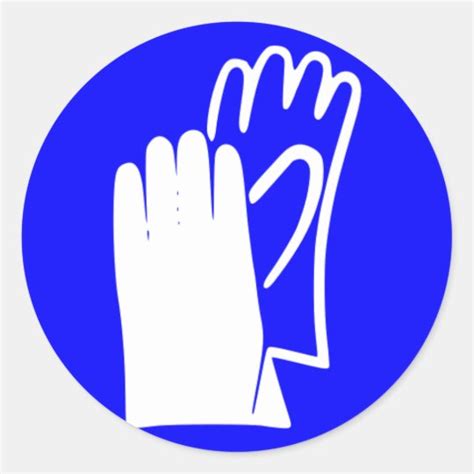 Safety Gloves Sign Classic Round Sticker