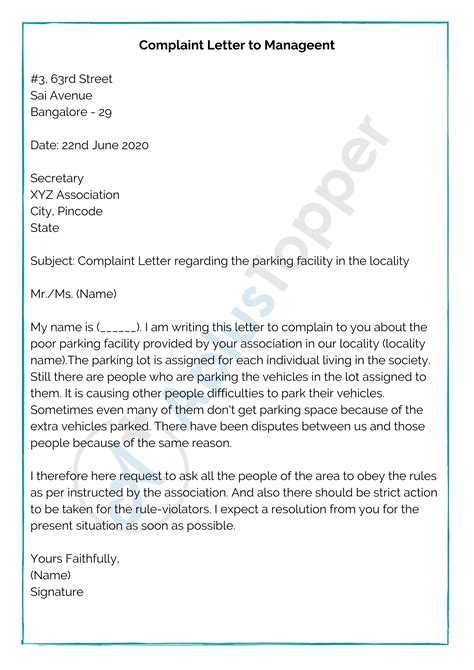 complaint letter format samples   write  complaint letter