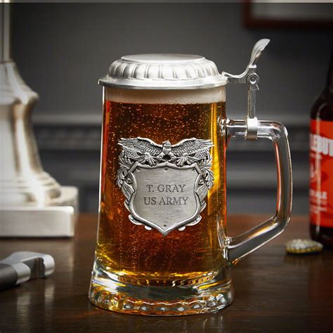 land   brave engraved glass beer stein military gift