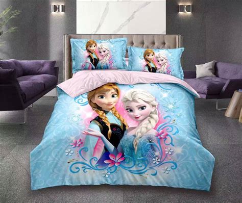 Frozen Elsa And Anna Princess Bedding Set Twin Size Bed Sheets Duvet