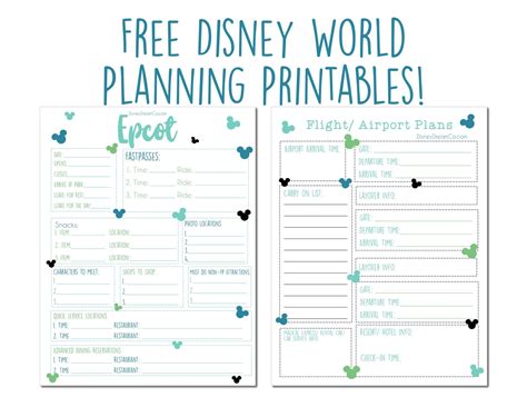 disney world planning printables templates printable