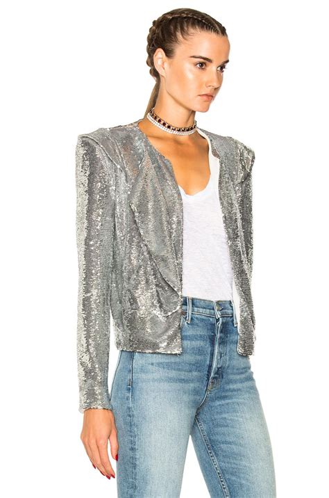 iro waklyn sequin jacket  silver  metallic lyst