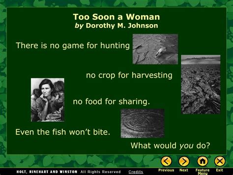Ppt Too Soon A Woman By Dorothy M Johnson Powerpoint