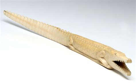 mid  century carved ivory alligator sculpture