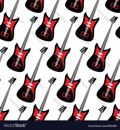 guitar seamless pattern electric guitar repeating vector image