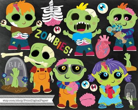 cute zombie clip art commercial use instant download png etsy