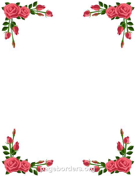 pink rose border clip art page border  vector graphics flower