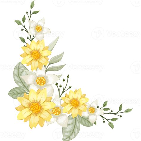 arranjo de flores amarelas  estilo aquarela  png