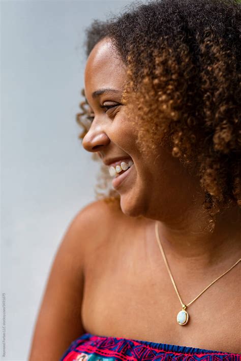 Portrait Of Beautiful African American Woman With Beautiful Smile By