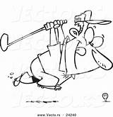 Outlined Golfer Toonaday sketch template