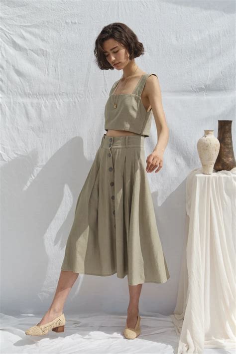 linen midi skirt google search linen fashion fashion outfits