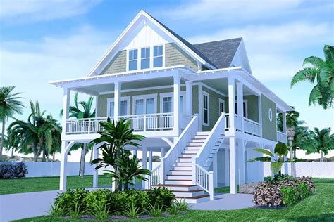 plan nc charming  bed home plan  wrap  porch beach cottage house plans beach