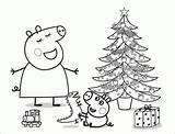 Coloring Pig Christmas George Peppa Pages Mammy Tree sketch template