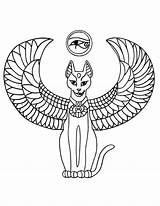 Egyptian Coloring Pages Cat Egypt Tattoo Gods Ancient Angel Print Drawing Hieroglyphics Mummy Bastet Cats Winged Goddess Printable Sheets Color sketch template
