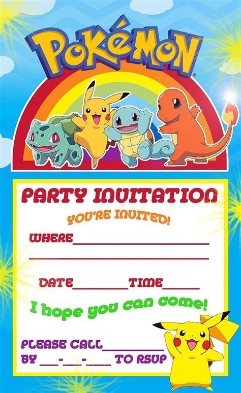 printable pokemon invitations birthday party pokemon birthday party