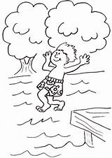 Coloring Pages Lake Pier Swimming Template sketch template