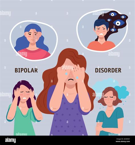 group   persons  bipolar disorder characters stock vector