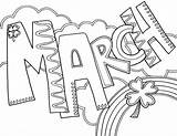 March Coloring Pages Printable Doodle Month sketch template
