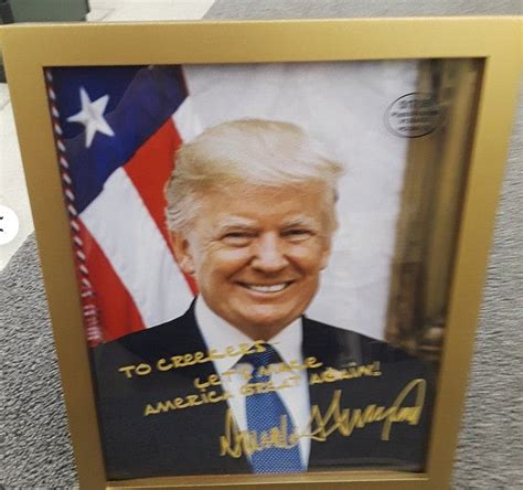 customized president donald trump gold autographed  photo
