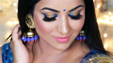 indian wedding guest party makeup tutorial blue and gold how to choose the right colors