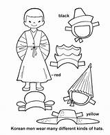 Korean Coloring Korea South Paper Sheets Pages Activity Dolls Boy Doll Kids Printable Print Crafts Youth Bluebonkers Cutout Go Sheet sketch template