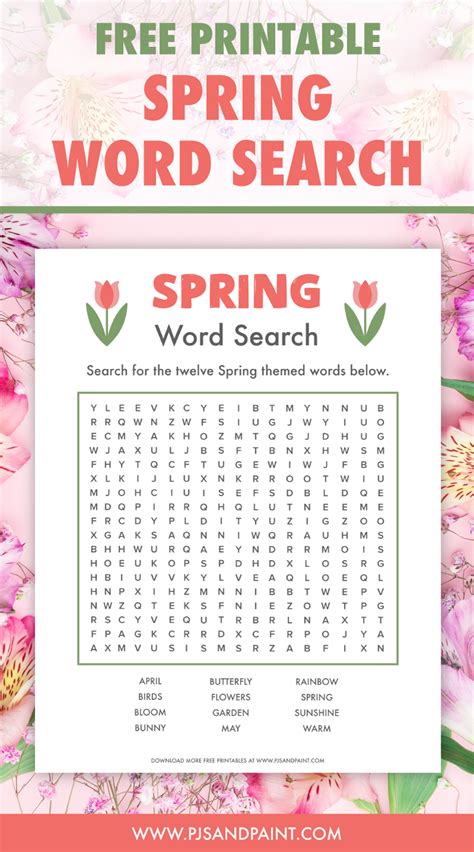 printable spring word search pjs  paint