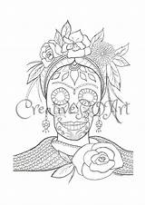 Frida Catrina Muertos Cahlo Calavera Zoomer Cliquer sketch template