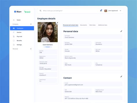 employee details page  alexandre schrammel  dribbble